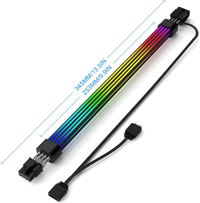 Sirlyr RGB 8 Pin PCIE Cable,Bright ARGB GPU Cables Extension for RTX 3060 4060 4070 Radeon RX 6600 580 Graphics Card Power Supply 5V3Pin PC Case Accessory Black