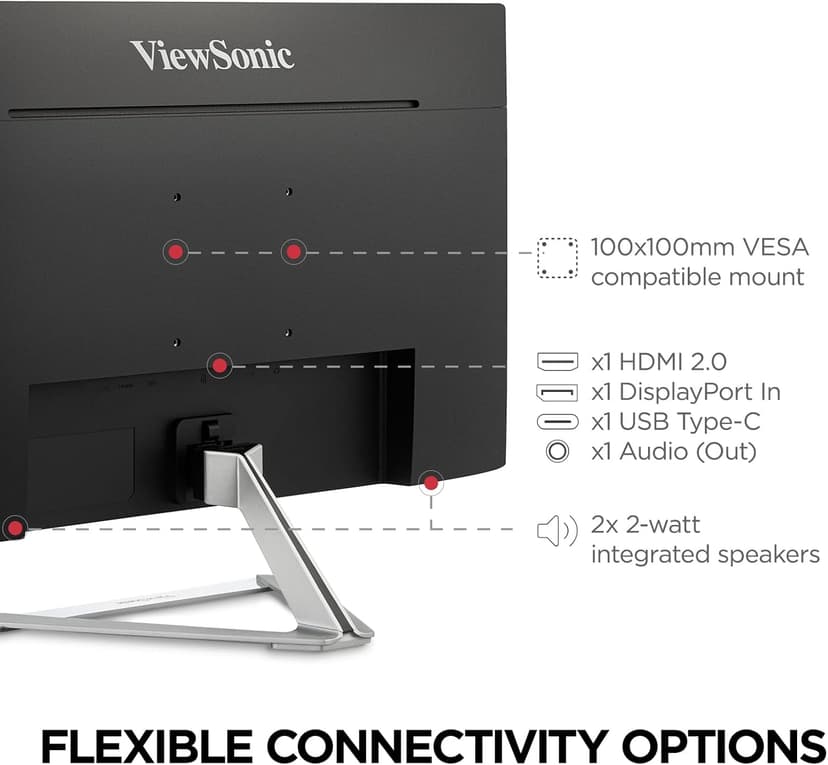ViewSonic VX2776-4K-MHDU 27 Inch 4K UHD IPS Monitor, 65W USB C, HDR10 Content Support, Thin Bezels, HDMI and DisplayPort