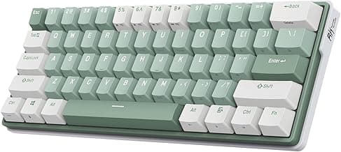RK ROYAL KLUDGE RK61 Plus Wireless Gaming Keyboard, 60 Percent Mechanical Keyboard with Bluetooth/2.4Ghz/USB Wired, RGB Custom Keyboards for Win/Mac, PC Game, Hot Swappable Silent Linear Switch, Green