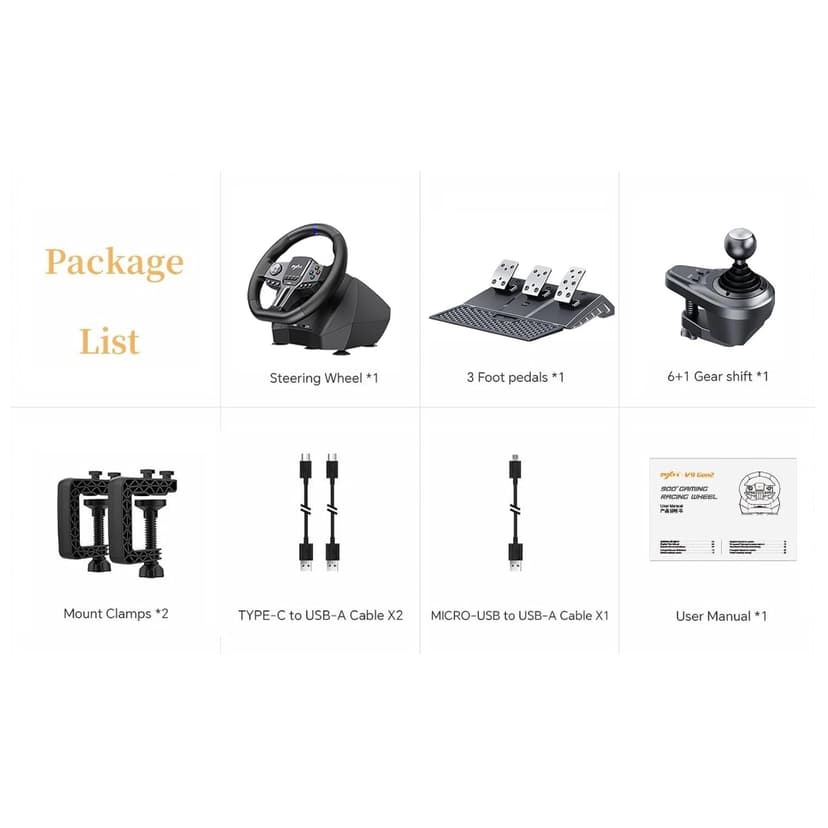 PXN PC Steering Wheel, Gaming Racing Wheel V9 GEN2 Universal USB Car Simulation 270/900° Race Driving Wheel With Pedals and Shifter for PC, Switch, Xbox One, Xbox Series X/S, PS4, PS3