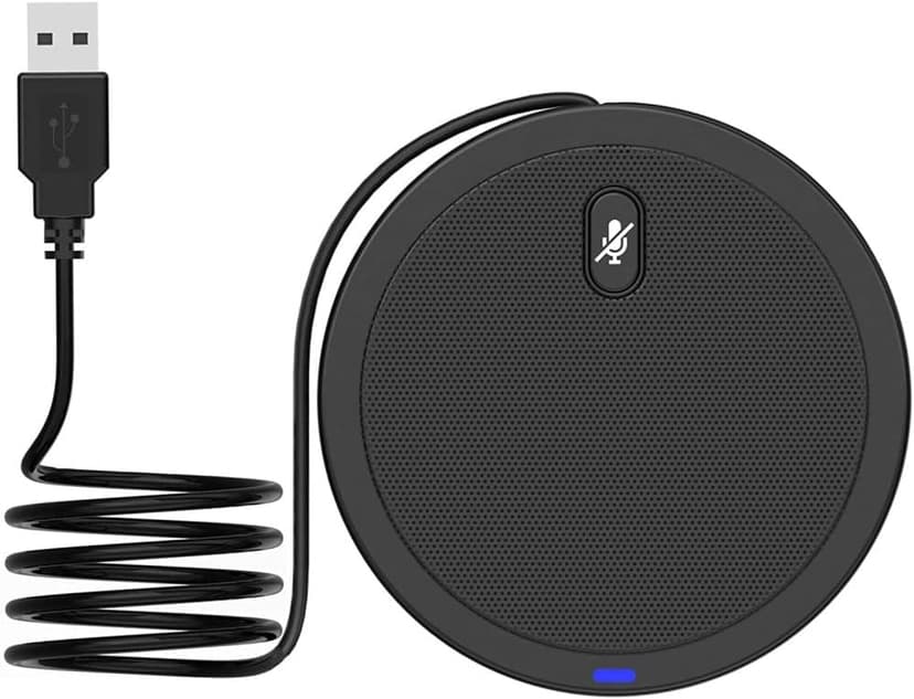 Conference USB Microphone, Computer Desk Mic with Mute Button and LED Indicator, Plug & Play Omnidirectional PC Laptop Mics for Online Meeting,Class,Skype,Recording,Zoom(No Speakers Included)