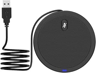 Conference USB Microphone, Computer Desk Mic with Mute Button and LED Indicator, Plug & Play Omnidirectional PC Laptop Mics for Online Meeting,Class,Skype,Recording,Zoom(No Speakers Included)