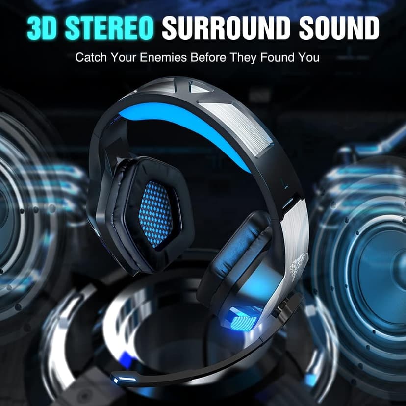 BENGOO V-4 Gaming Headset for Xbox Series X|S, Xbox One, PS5, PC, Mac, Nintendo Switch, Noise Cancelling Over Ear Headphones with Mic, LED Light, 7.1 Surround Sound, Soft Memory Earmuffs, 3.5mm