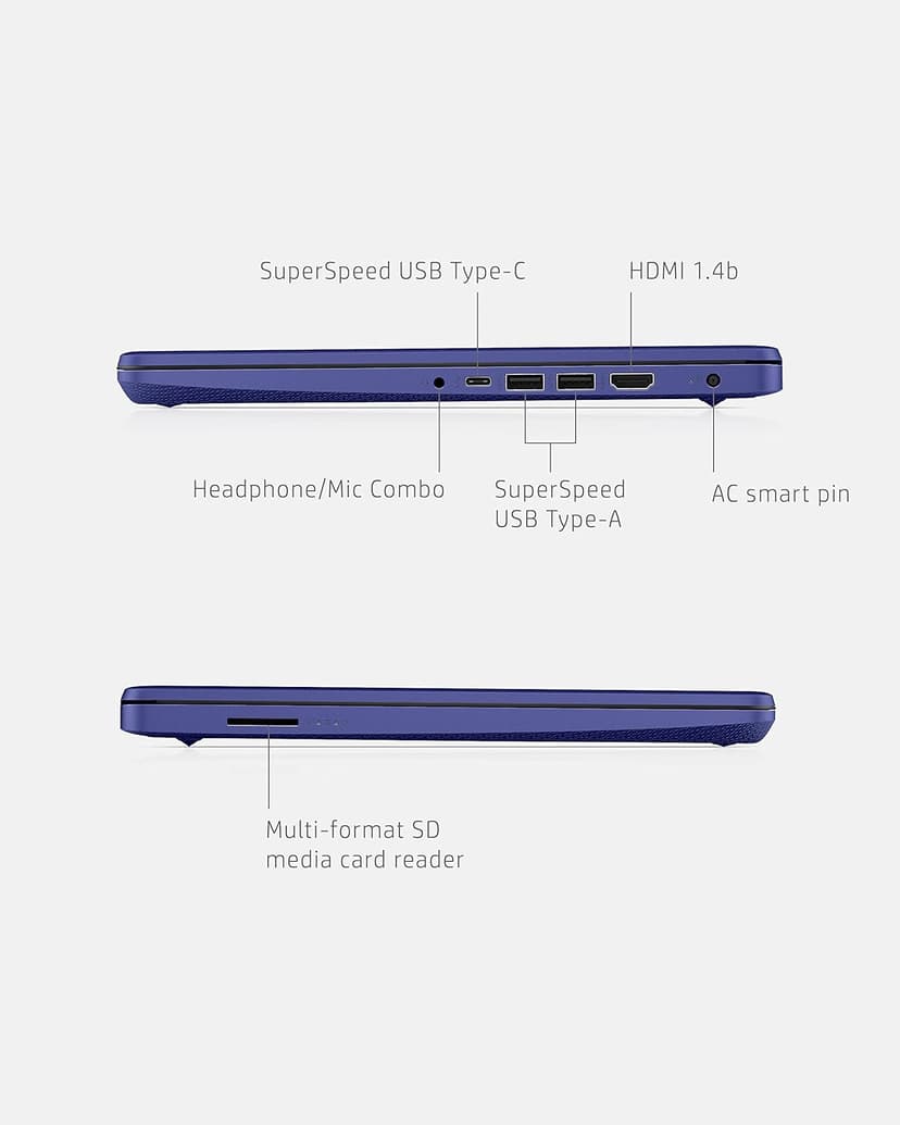 HP 14 Laptop, Intel Celeron N4020, 4 GB RAM, 64 GB Storage, 14-inch HD Touchscreen, Windows 11 Home, Thin & Portable, 4K Graphics, One Year of Microsoft 365 (14-dq0050nr, Indigo Blue)