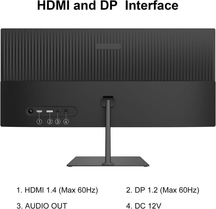 INNOCN 23 Inch Widescreen Computer Monitor WFHD 2560 x 1080p HDMI DisplayPort PC Monitor, Tilt Adjustable, Eye Care, Black
