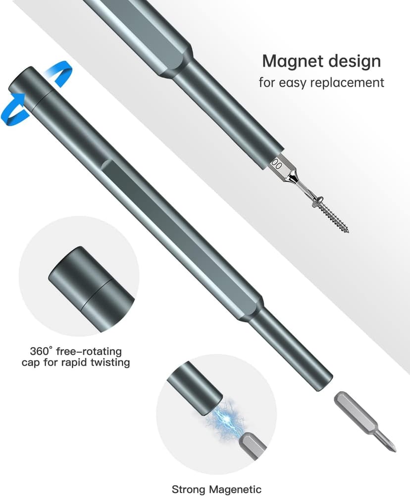 Precision Screwdriver Set, Small Screwdriver with Torx Phillips Head & Flathead, Repair Tool Kit with Magnetic Bits for Electronics, PC, Watch, Jewelry, DIY Projects and Home Repairing