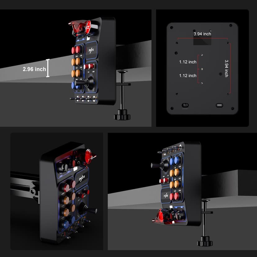 PXN Farm Simulation Controller - CB1 Sim Racing Button Box for Sim Wheel and Racing Wheel, with Adjustable Clamp and Spinner Knob, APP, for American Truck and Farm Simulation Gaming for PC Only