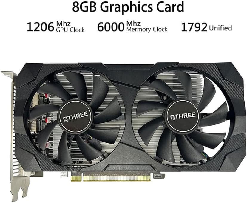 QTHREE Radeon RX 560 XT 8GB GDDR5 Graphics Card,1792SP,128 Bits,DVI,HDMI,DP,Gaming Video Card for PC,Computer GPU,PCI Express x16 3.0
