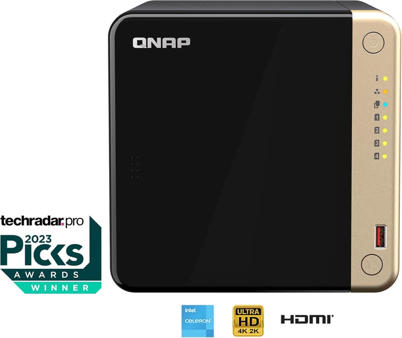 QNAP TS-464-8G-US 4 Bay High-Performance Desktop NAS with Intel Celeron Quad-core Processor, M.2 PCIe Slots and Dual 2.5GbE (2.5G/1G/100M) Network Connectivity (Diskless)