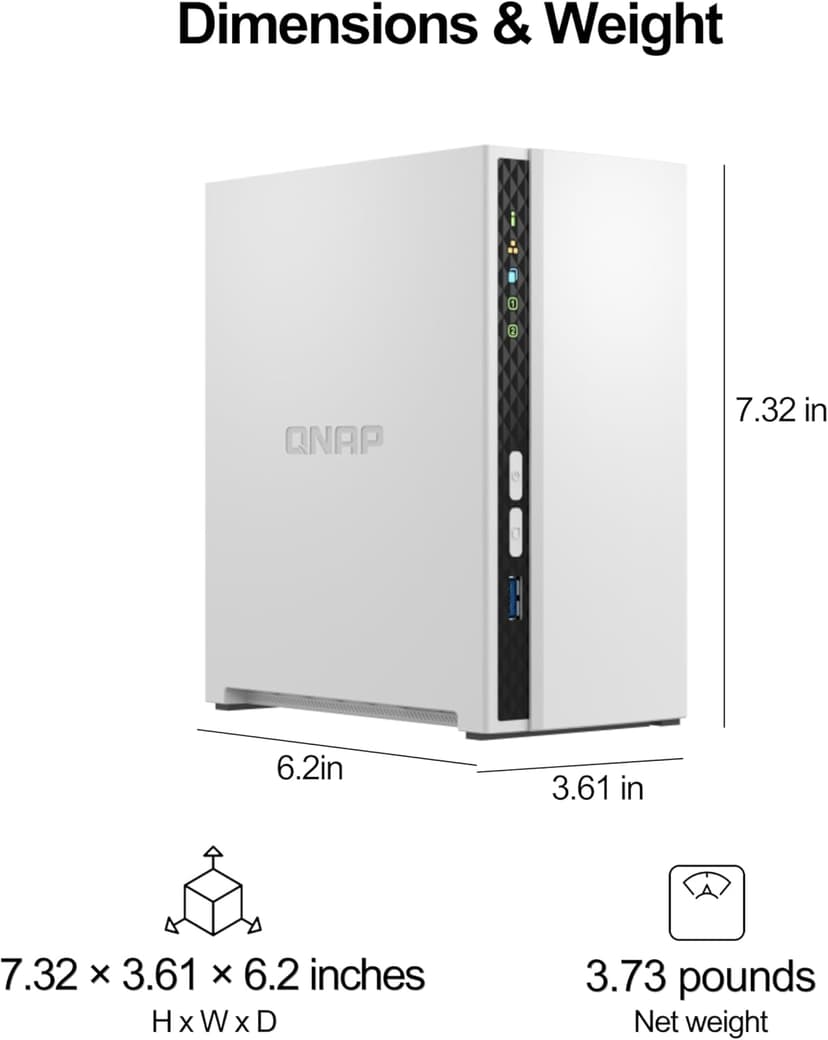 QNAP TS-233-US 2 Bay Affordable Desktop NAS with ARM Cortex-A55 Quad-core Processor and 2 GB DDR4 RAM (Diskless)