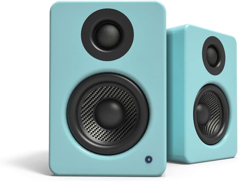 Kanto YU2GT PC Gaming Desktop Speakers | 3" Composite Drivers | 3/4" Silk Dome Tweeter | Class D Amplifier | 100 Watts | Built-in USB DAC | Subwoofer Output | Pair | Gloss Teal