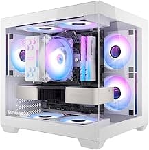 darkFlash ITX PC Case, Pre-Install 3 PWM ARGB Fans Computer Case, Full View Dual Tempered Glass ITX Case, Mini Size, Supports 240mm AIO(C275P) (White)