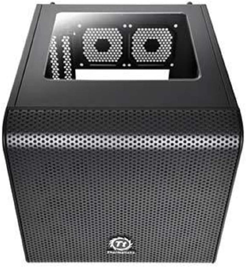 Thermaltake Core V1 SPCC Mini ITX Cube Gaming Computer Case Chassis, Interchangeable Side Panels, Black Edition, CA-1B8-00S1WN-00