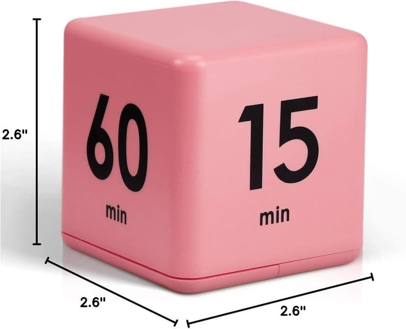Weewooday Cube Timer Productivity Flip Timer for ADHD Block Gravity Sensor Kitchen Desk Study Time Countdown Learning Management Workout Classroom Gift 15 20 30 60 Minutes 2.6 Inch(Pink)