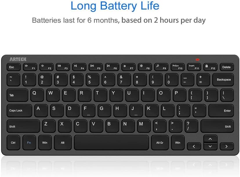Arteck 2.4G Wireless Keyboard Ultra Slim and Compact Keyboard with Media Hotkeys for Computer Desktop PC Laptop Surface Smart TV and Windows 11/10/8/7, Black