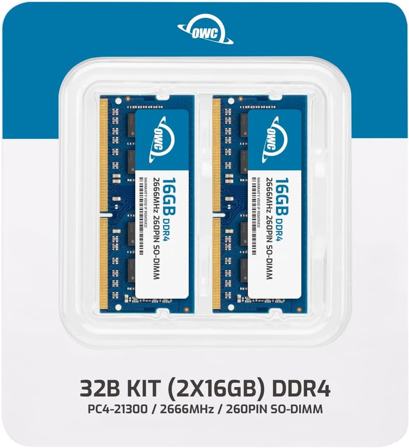 OWC 32GB (2 x 16GB) PC21300 DDR4 2666MHz 260pin SO-DIMMs Memory Ram Module, Compatible with Mac mini 2018, iMac 2019 and up, and Compatible PCs, (OWC2666DDR4S32P)