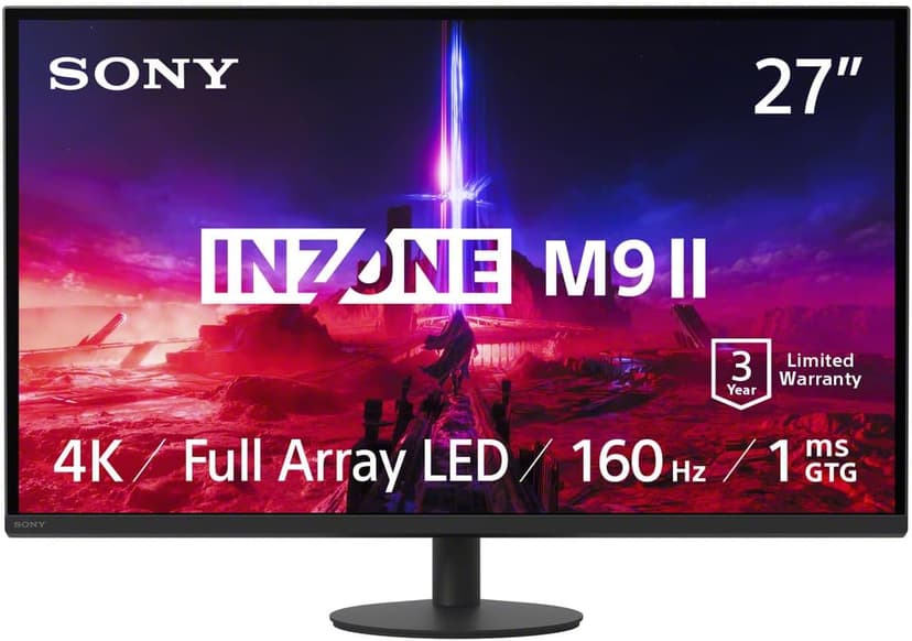 Sony INZONE M9 II 27” 4K UHD (3840 x 2160) 160Hz Full Array LED 1ms GtG NVIDIA G-SYNC Gaming Monitor, DisplayHDR 600, Built-in Speakers, DisplayPort 2.1 (UHBR10) /VRR HDMI 2.1-3 Year Limited Warranty