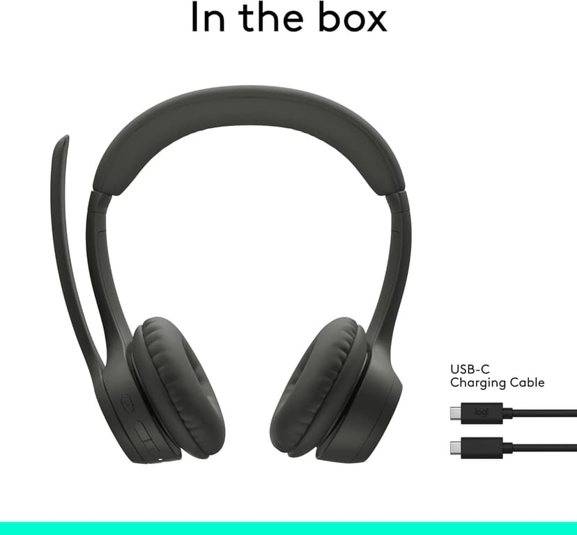Logitech Zone 301 Wireless Bluetooth Headset with Noise-Canceling Microphone, Compatible with Windows, Mac, Chrome, Linux, iOS, iPadOS, Android – Graphite