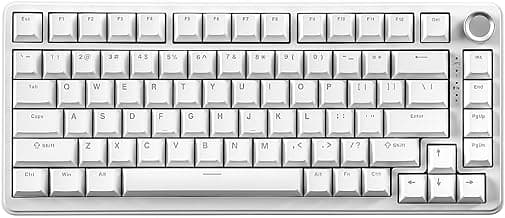 YUNZII B75 Mechanical Keyboard,75% Layout with Knob,Hot Swappable RGB Backlit Gasket Mounted, Creamy Typing, Double-Shot PBT Keycaps,Cherry Profile,for Win/Mac (White, Blue Grey Tactile Switch)