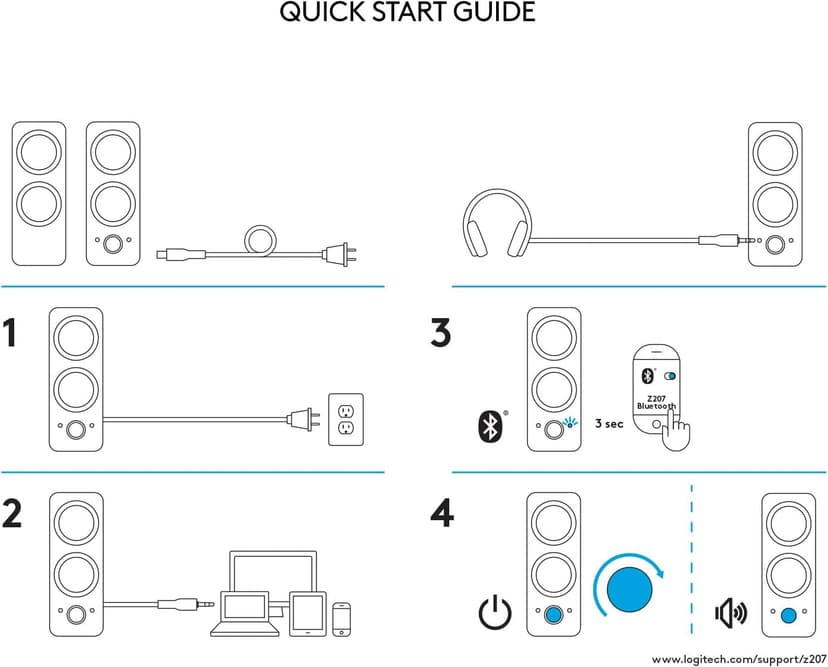 Logitech Z207 2.0 Stereo Computer Speakers with Bluetooth