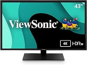ViewSonic VX4381-4K 43 Inch Ultra HD MVA 4K Monitor Widescreen with HDR10 Support, Eye Care, HDMI, USB, DisplayPort for Home and Office, Black