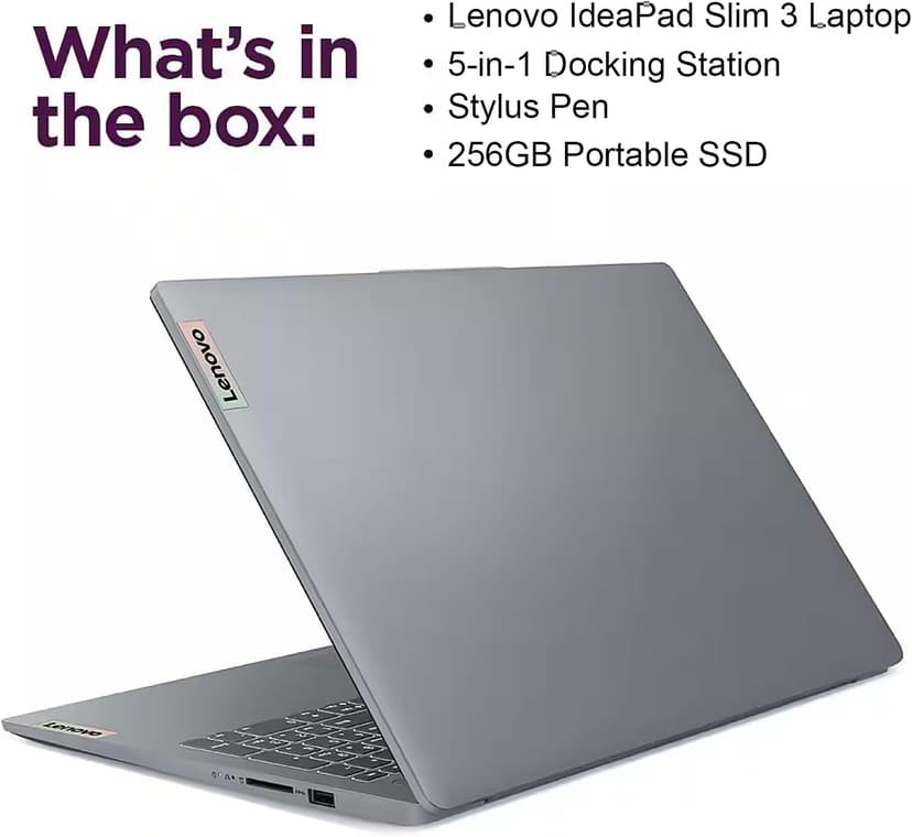 Lenovo IdeaPad Slim 3 Linux Laptop, 15.6" FHD Touchscreen Laptop, 8-Core AMD Ryzen 7 5825U, 16GB RAM, 512GB SSD, Keypad, SD Card Reader, Stylus Pen + External Portable SSD + USB Hub, Linux Ubuntu OS