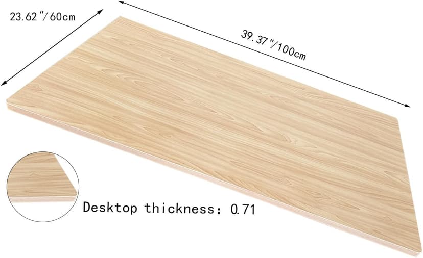 QLLY One-Piece Wood Tabletop, Replacement Board Desktop, Universal Countertop for Table and Workstation (Natural, 39.3x23.6 inch)