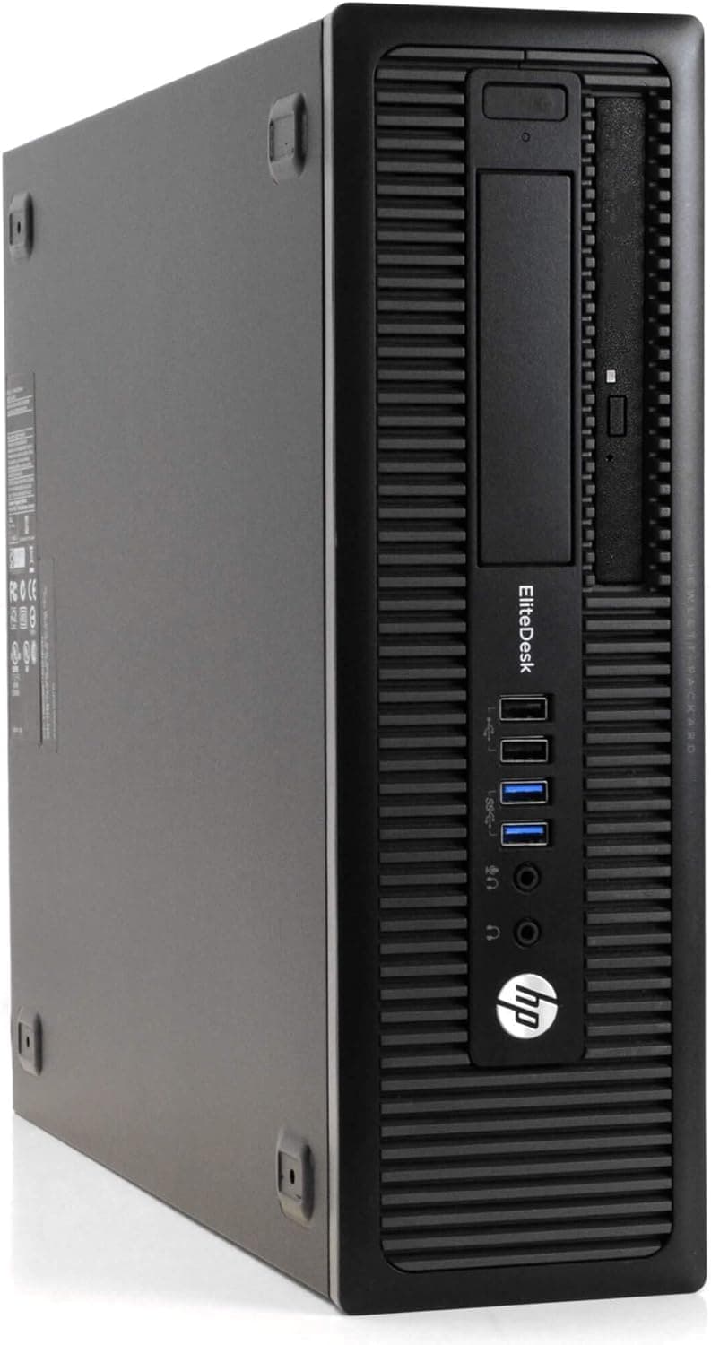 HP EliteDesk 800 G1 SFF Desktop PC with New 24" FHD Monitor and RGB Speakers PC Set, Core i5, 16GB RAM, 1TB SSD, Mouse & Keyboard, Windows 10 Pro (Renewed)