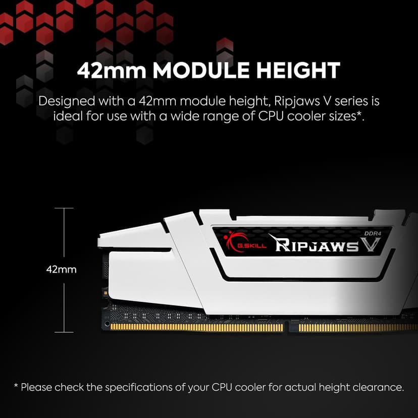 G.SKILL Ripjaws V Series (XMP) DDR4 RAM 16GB (2x8GB) 3600MT/s CL16-19-19-39 1.35V Intel AMD Desktop Computer Memory UDIMM - Black (F4-3600C16D-16GVKC)