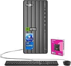 HP Envy AI Copilot Business Desktop, Intel Core i7-14700, NVIDIA GeForce RTX 3050, 64GB RAM, 2TB SSD, RJ45, Wi-Fi 6, Windows 11 Home, Black, with ADATA 512GB External SSD Bundle