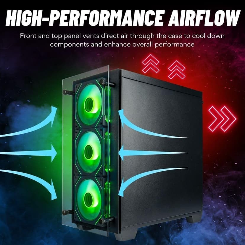 Stratos Micro Gaming Desktop PC - NVD RTX 5090, AMD Ryzen 7 9800X3D, 64GB DDR5 RAM, 2TB NVMe SSD, WiFi, Windows 11 Pro - Gamer Computer