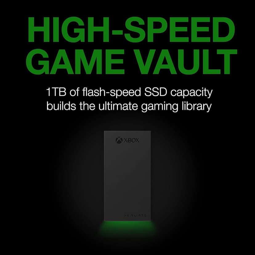 Seagate Game Drive SSD for Xbox 1TB External Solid State Drive - 3.5 Inch, USB 3.2 Gen 1, with built-in Green LED and Rescue Services (STLD1000400)