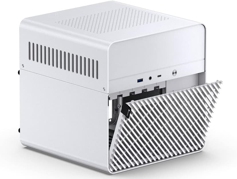 JONSBO N2 White NAS ITX Case 5+1 Disk Bays Mini Aluminum Case, Built-in 12cm Fan, SFX Power Bite (L150mm Max.), Support 65mm CPU Cooler, Integrated Upper Cover Removable，White
