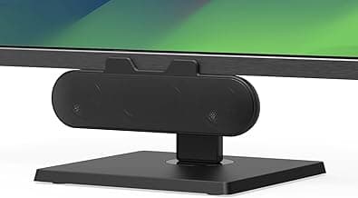 Computer Speakers for Desktop PC Monitor, External Speakers for Laptop, USB-Powered, Plug-n-Play, Wired, Clip-On, Small Computer Soundbar for PC, with Loud Sound, Rich Bass, G-Sensor, USB-C Adapter