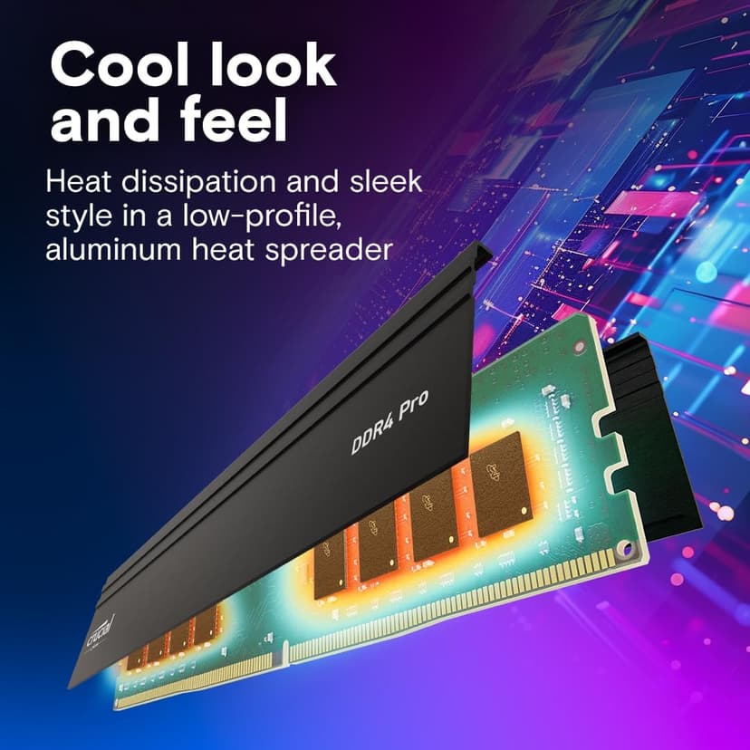 Crucial Pro 32GB DDR4 RAM Kit (2x16GB), High-Performance 3200MHz (or 3000MHz or 2666MHz) Desktop Memory UDIMM 288-Pin, Compatible with Intel and AMD Ryzen - CP2K16G4DFRA32A