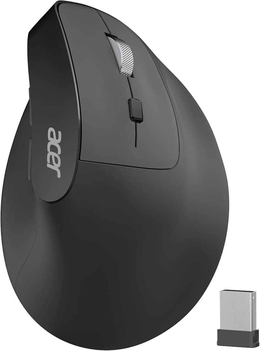 acer Ergonomic Mouse Wireless, 1000/1200/1600 Adjustable DPI Vertical Mouse with 6 Buttons, Rechargeable Ergo Mice with 2.4GHz USB Receiver for Computer, Laptop, PC, iMac and Desktop