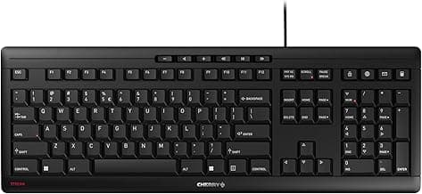 CHERRY Stream Keyboard Wired USB SX Scissors Mechanism QWERTY Whisper-Quiet Silent Keystroke for Home Office, Work or Personal Computer. Black