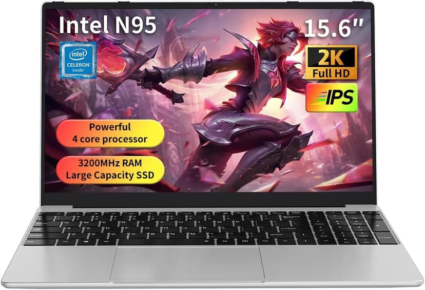 Gaming Laptop 15.6" FHD,Intel N95 Turbo Boost 3.4GHz,16GB DDR4 + 512GB SSD,RGB Backlit Keyboard & Fingerprint Unlock,Windows 11 Pro Laptop Computer for Immersive Performance