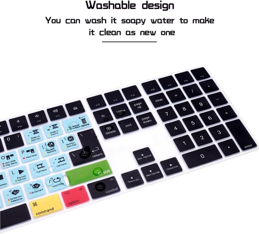 HRH Davinci Resolve Shortcut Hotkey Silicone Keyboard Cover Keypad Skin for Magic Keyboard with Numeric Keypad A1843 MQ052LL/A Released in 2017/2018(US/EU Layout)