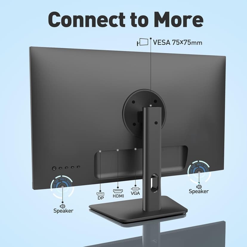 SANSUI 24 inch Monitor, Display Port Monitor IPS FHD 1080P 75Hz, Computer Monitor with Built-in Speakers, PC with HDMI,VGA,DP Ports/Eye Care/Ergonomic Tilt/HDR10 ES-24x5A