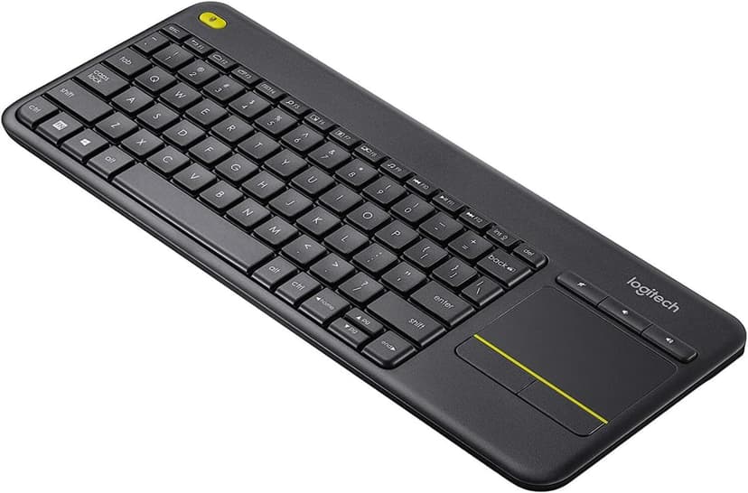 Logitech K400 Plus Wireless Touch TV Keyboard With Easy Media Control and Built-in Touchpad, HTPC Keyboard for PC-connected TV, Windows, Android, ChromeOS, Laptop, Tablet - Black