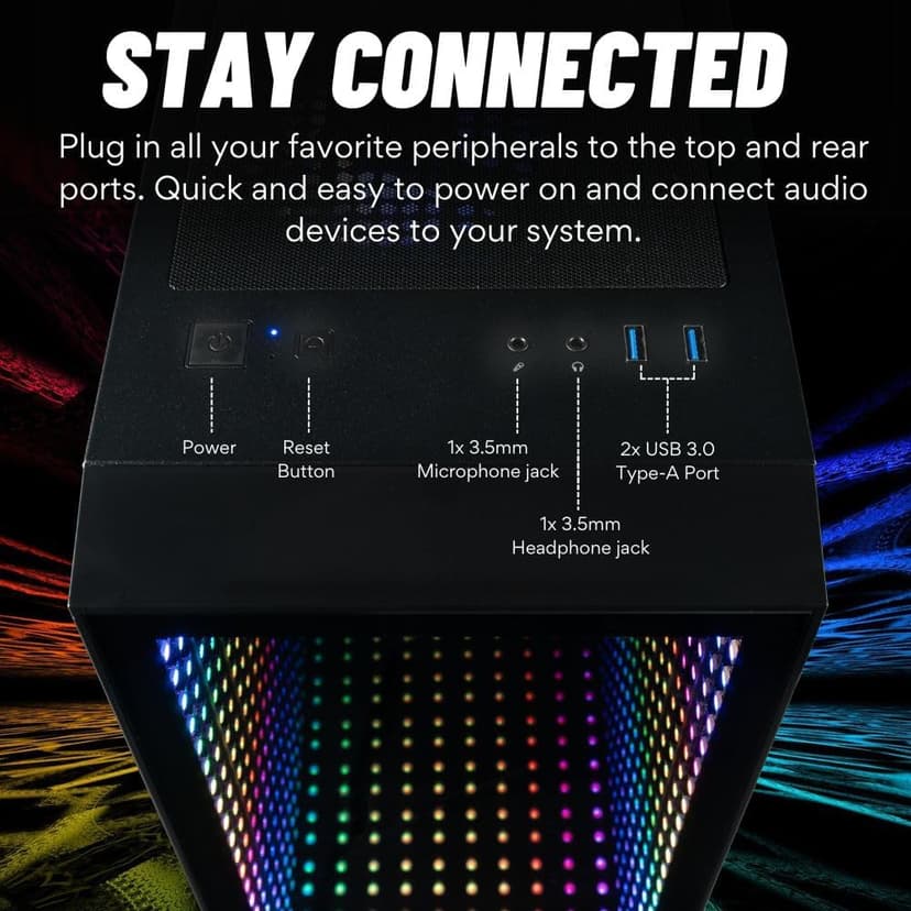 Empowered PC Continuum Micro Gaming Desktop - NVIDIA GeForce RTX 5060 Ti 16GB, AMD 8-Core Ryzen 7 5700X CPU, 32GB RAM, 2TB NVMe SSD, WiFi, Windows 11 Pro - RGB Gamer Computer