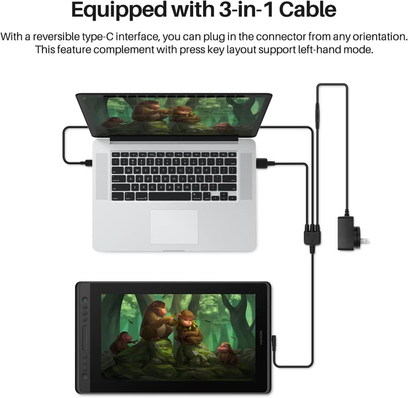 HUION KAMVAS Pro 16 Drawing Tablet with Screen, 15.6 inch Pen Display Anti-Glare Glass 6 Shortcut Keys Adjustable Stand, Graphics Tablet for Drawing, Writing, Design, Work with Windows, Mac and Linux