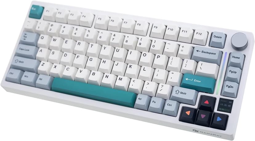 GK GAMAKAY TK75 V2 75% Silent Mechanical Keyboard with TFT Screen, Hot Swap RGB Bluetooth 5.0/2.4GHz Wireless/USB-C Wired PBT Cherry Profile Keycaps Gaming Keyboard (GamaKay Pegasus Switch)