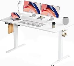 Standing Desk, Adjustable Height Electric Sit Stand Up Down Computer Table, 55x24 Inch Ergonomic Rising Modern Lift Motorized Gaming Desktop Workstation for Work Home Office - White