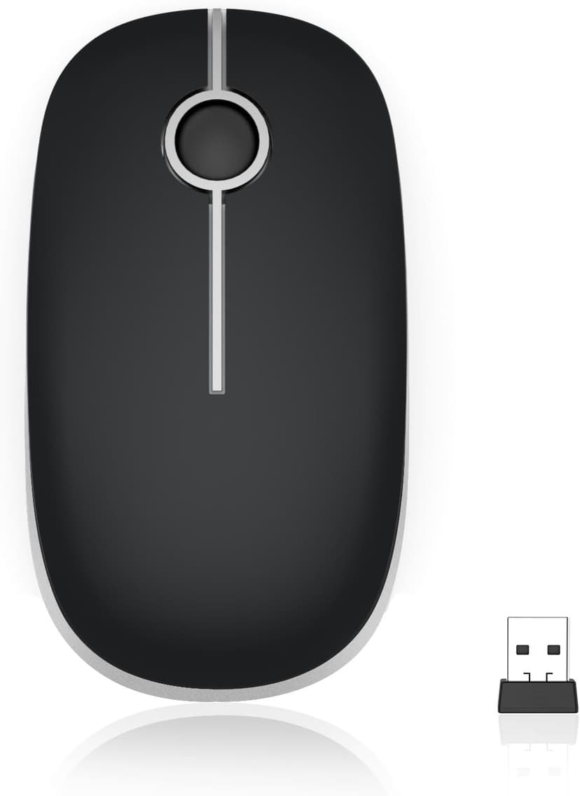 Vssoplor Wireless Mouse, 2.4G Slim Portable Computer Mouse with Nano Receiver Quiet Silent Optical Laptop Mouse for Notebook, PC, Laptop, Computer-Black and Silver