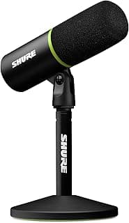 Shure MV6 Gaming Microphone, Dynamic USB PC Mic for Video Games & Streaming - Desktop Stand, Background Noise Cancellation, Tap-to-Mute & 3.5mm Output for Real-Time Headphone Monitoring