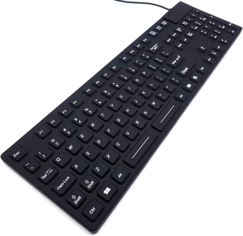 DSI Keyboard with Number Pad IP68 Waterproof Industrial Rugged Silicone IKB105, Black