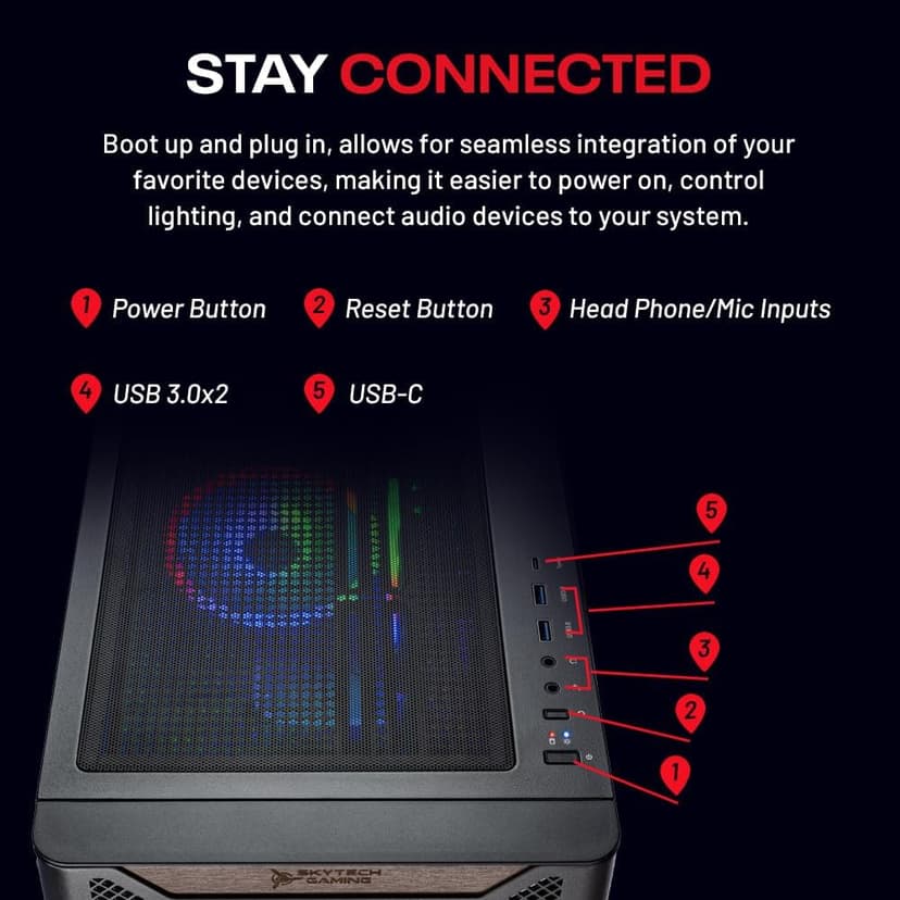 Skytech Chronos Gaming PC Desktop, Ryzen 7 7700 3.8 GHz (5.3GHz Turbo Boost), AMD RX 9070 XT 16GB GDDR6, 2TB Gen4 NVMe SSD, 32GB DDR5 RAM 6000 RGB, 850W Gold ATX 3.0 PSU, Wi-Fi, Win 11