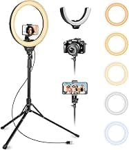 Aureday 14'' Selfie Ring Light with 62'' Tripod Stand and Phone Holder, Dimmable LED Phone Ringlight for Makeup/Video Recording/Photography, Circle Lighting for All Cell Phones&Lightweight Cameras